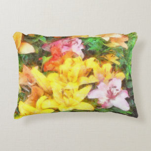 Lilies Love and Light Watercolor Accent Pillow