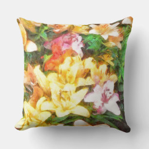 Lilies Love and Light Watercolor Throw Pillow