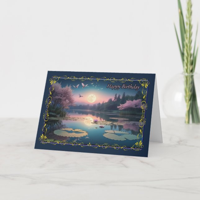 Lilies Lune Carte d'anniversaire de la femme (Devant)
