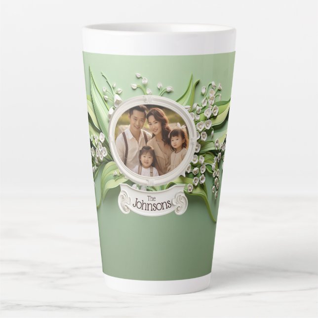 Lilies of the valley Personalized Family Photo Latte Mug (Front)