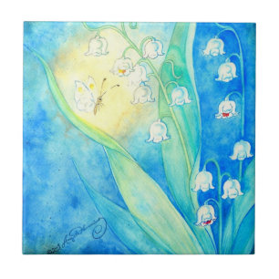 Lilies Of The Valley With Butterfly Tile