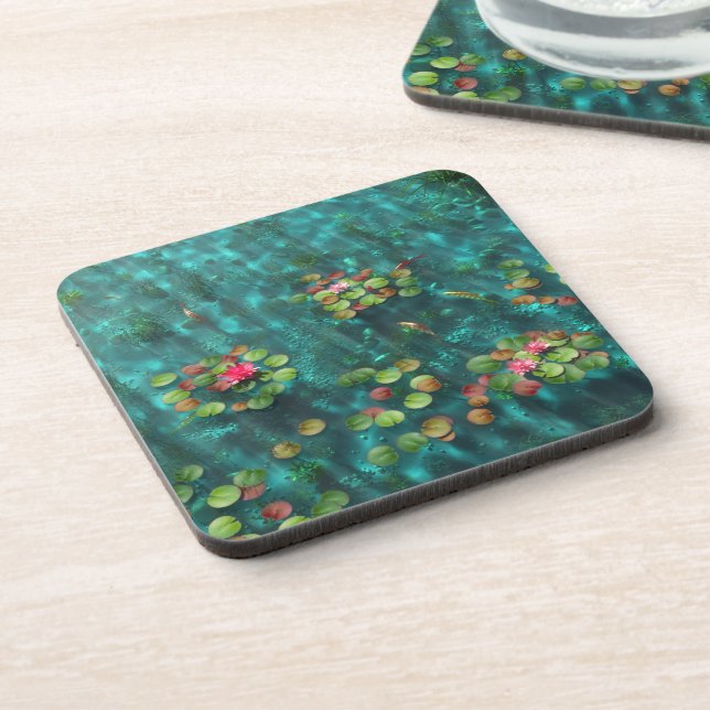 Lilies on the Water Cork Coasters (Left Side)