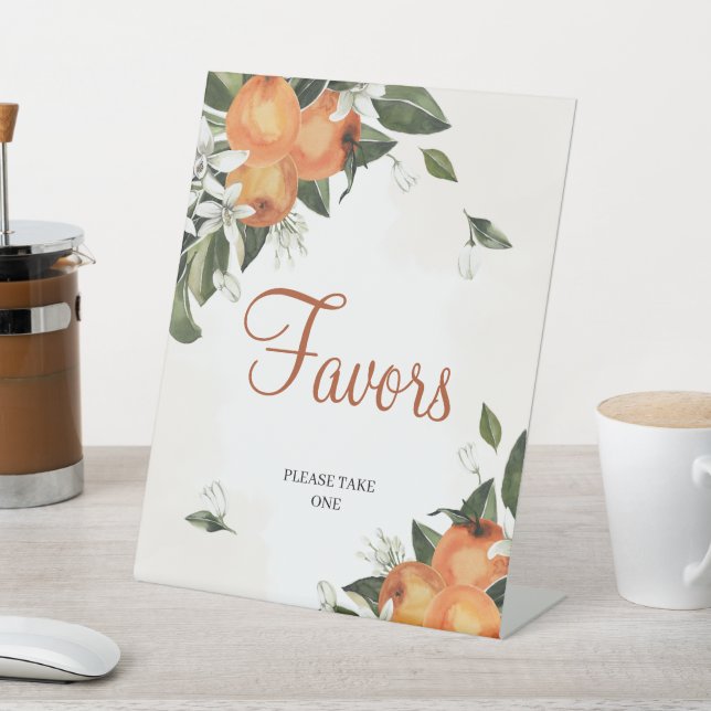 Lilies & Orange Floral Shower Favours Sign (In SItu)