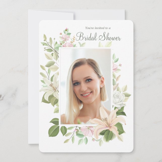 Lilies Photo Shower Invitation (Front)