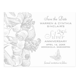Silver Anniversary Postcards Silver Anniversary Post Card Templates Save The Date Anniversary Templates
