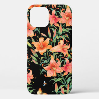 Lilies seamless background pattern.  iPhone 12 case