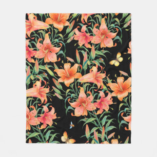 Lilies seamless background pattern. fleece blanket
