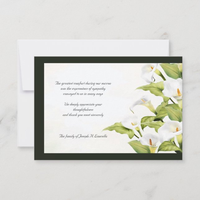 Lilies Sympathy Carte de remerciements (Devant)