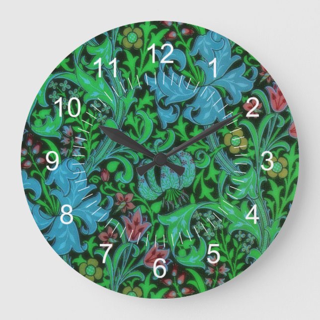 Lilies Vintage Floral Pattern Large Clock (Front)