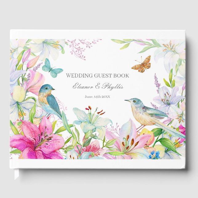 Lilies Watercolor Wedding  Guest Book (Front)