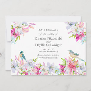 Lilies Watercolor Wedding  Save The Date