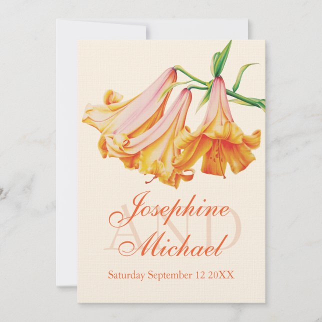 Lilies wedding flower painting wedding invite (Front)