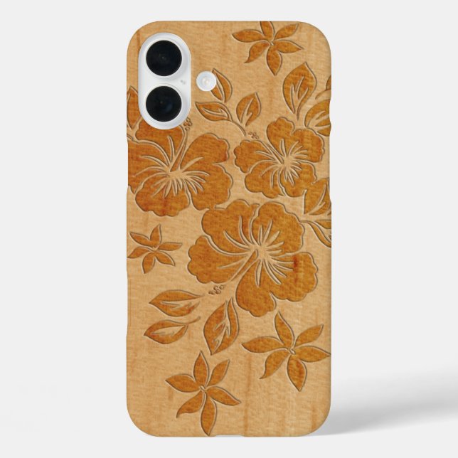 Lilikoi Hibiscus Hawaiian Faux Wood Maple Case-Mate iPhone Case (Back)
