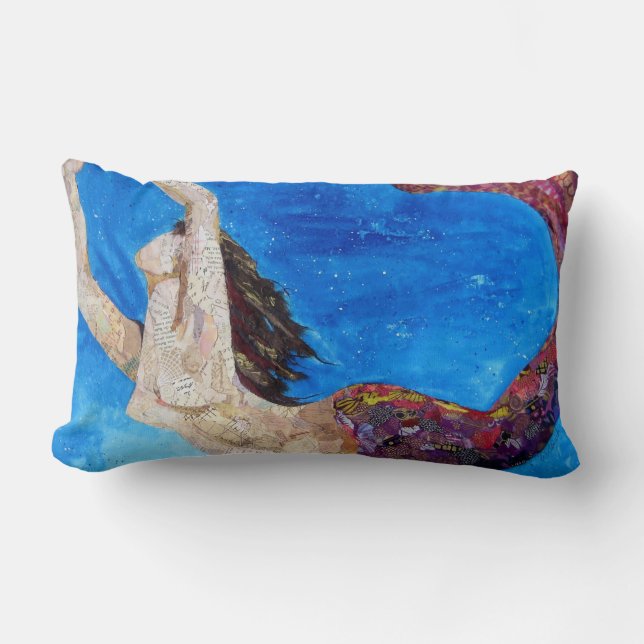 Lilith - mermaid collage art lumbar pillow (Front)