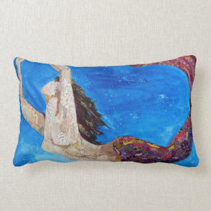 Lilith - mermaid collage art lumbar pillow