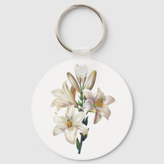 Lilium Candidum or Madonna Lily By Redoute Keychain