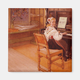 Lillanna Practicing Mozart on Piano Magnet