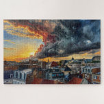 Lille Fire & Light: Gallery Edition Jigsaw Puzzle<br><div class="desc">Experience the rooftops of France like never before. This Gallery Edition puzzle captures the dramatic "Fire & Light" of a Lille sunset in a stunning display of Digital Modern Impressionism. With 1, 014 pieces, this work is designed to challenge the mind and soothe the soul, making it the ultimate "Digital...</div>