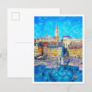 Lille France Beautiful Oil Painting City Postcard