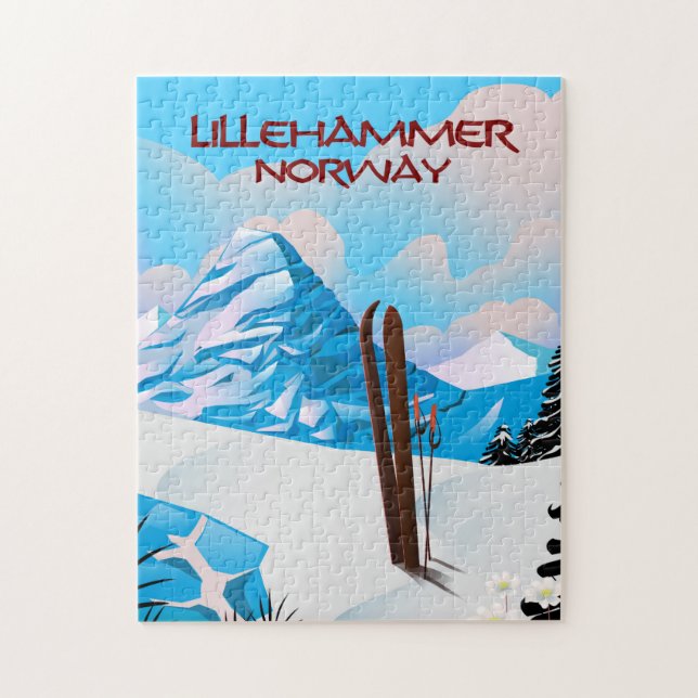 Lillehammer Norway Ski poster. Jigsaw Puzzle (Vertical)