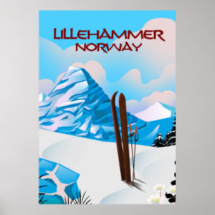 Lillehammer Norway Ski poster. Poster