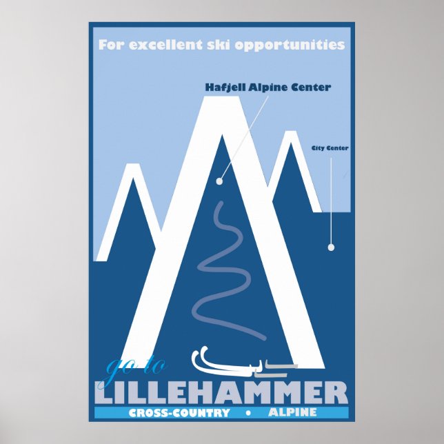 Lillehammer,Norway, Ski Travel Poster (Front)