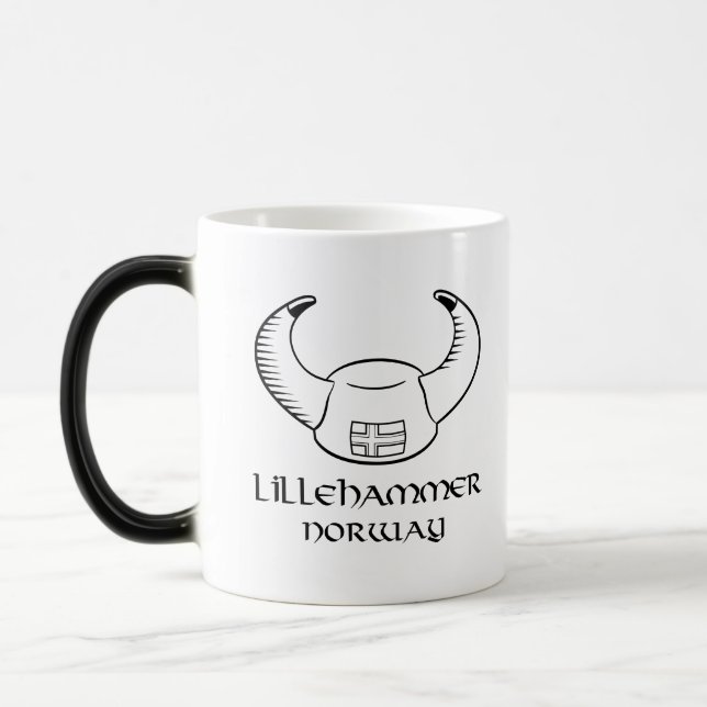 Lillehammer Norway Viking Hat Magic Mug (Left)