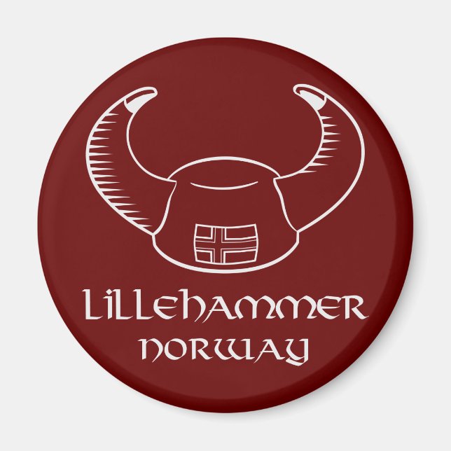 Lillehammer Norway Viking Hat Magnet (Front)