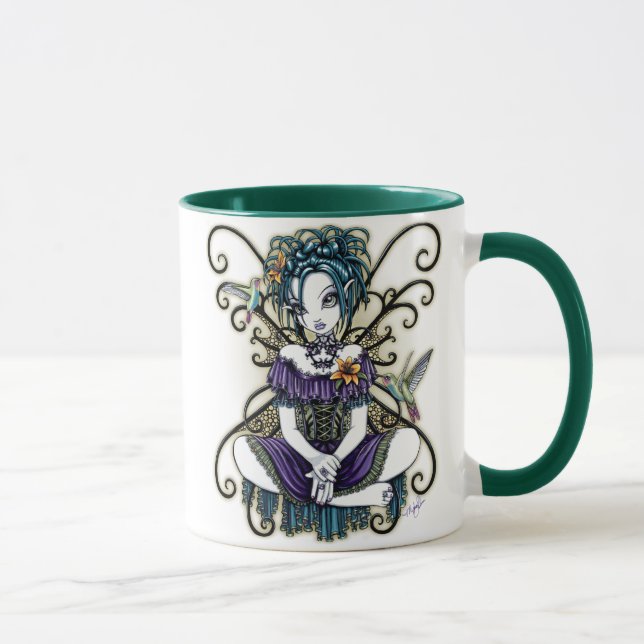 "Lillian" Gothic Hummingbird Fairy Art Mug (Right)
