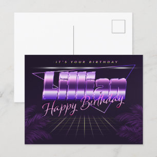Lillian Name Vorname lila Postkarte Geburtstag Postcard