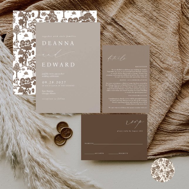 LILLIE Elegant Brown Wedding Invitation (Creator Uploaded)