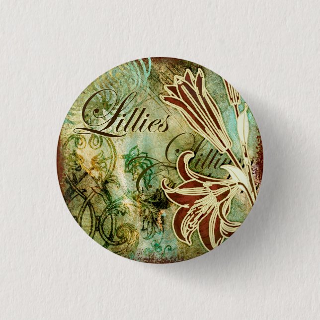 Lillies 1 Inch Round Button (Front)