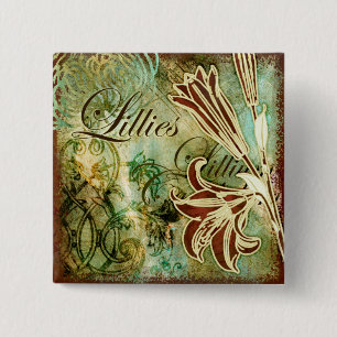 Lillies 2 Inch Square Button
