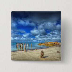 Lillies Beach Wybalena, Flinders Island 2 Inch Square Button