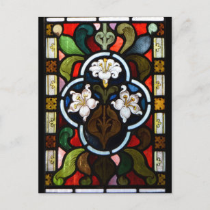 Lillies Stained Glass StColumb Minor Cornwall Postcard
