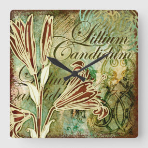 Lillium Candidum Square Wall Clock