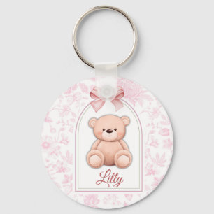 Lilly   Custom Pink Teddy Bear Nursery Design  Keychain