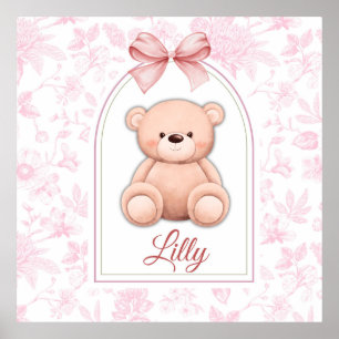 Lilly   Custom Pink Teddy Bear Nursery Design  Poster
