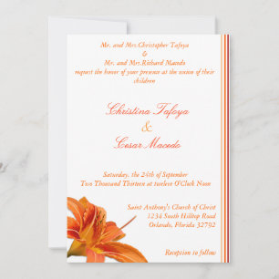 Lilly de tigre orange Faire-part de mariage 5 x 7