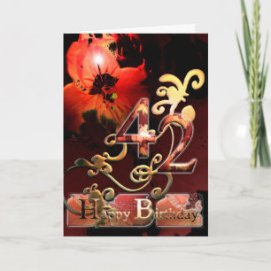 Lilly Dream flower Happy  42 Birthday floral Card