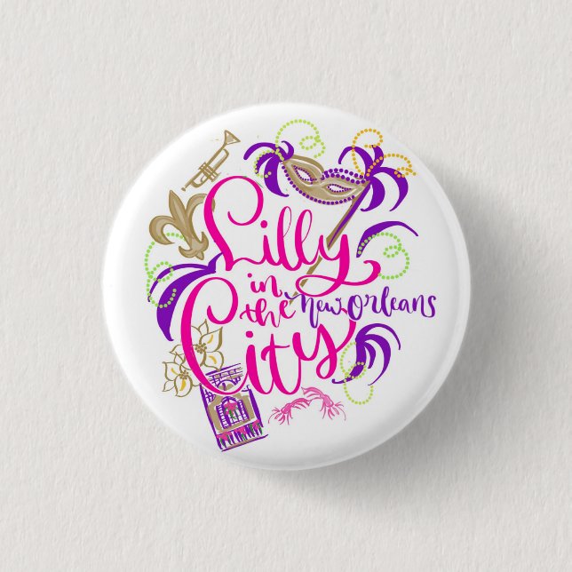 Lilly in the City - New Orleans 1 Inch Round Button (Front)