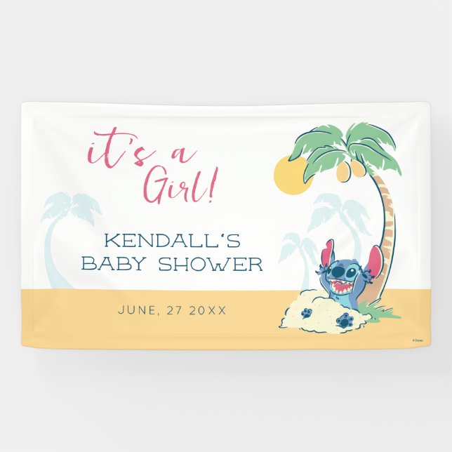Lilo and Stitch Baby Shower | It's a Girl Banner (Horizontal)
