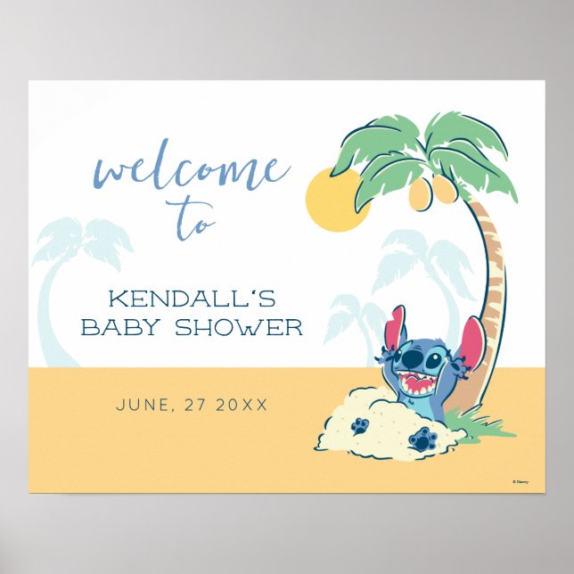 Lilo and Stitch Baby Shower Welcome Sign (Front)