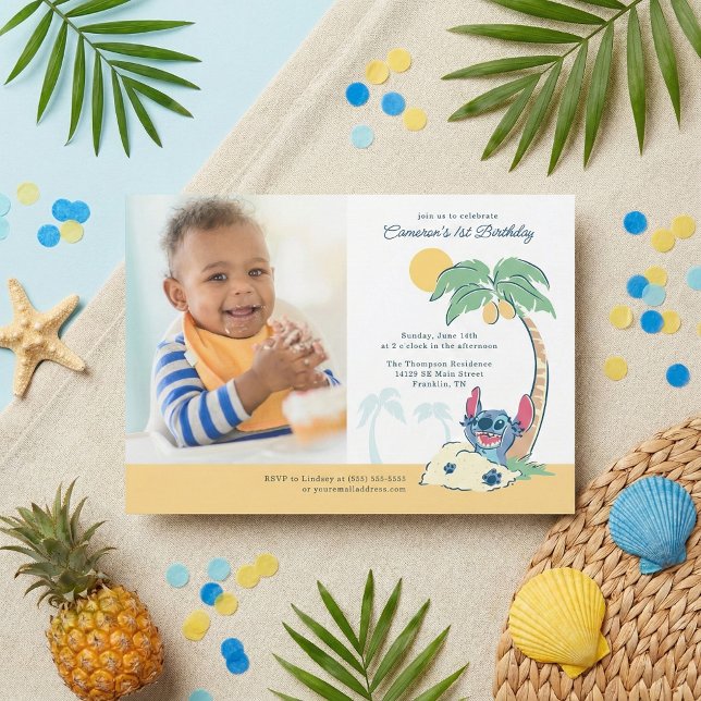 Lilo and Stitch Beach Birthday - Photo Invitation (Creator Uploaded)