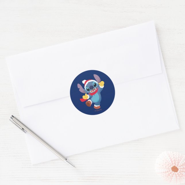 Lilo and Stitch | Happy Holidays Dance Classic Round Sticker (Envelope)