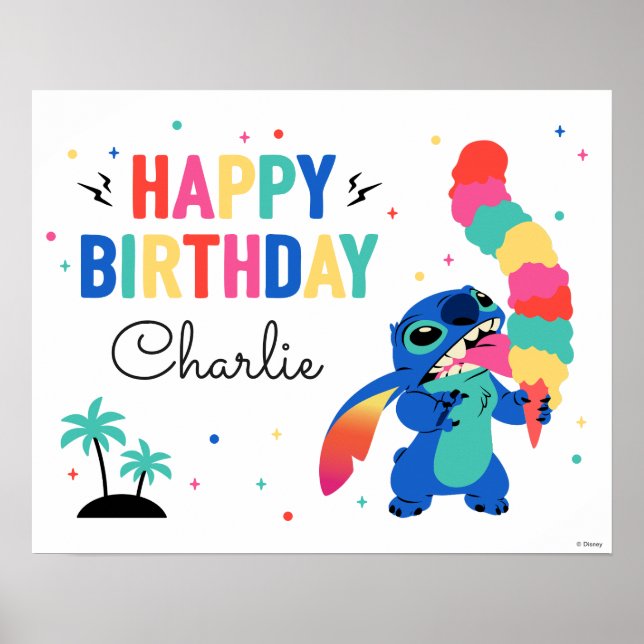 Lilo and Stitch Ice Cream Birthday Poster (Front)