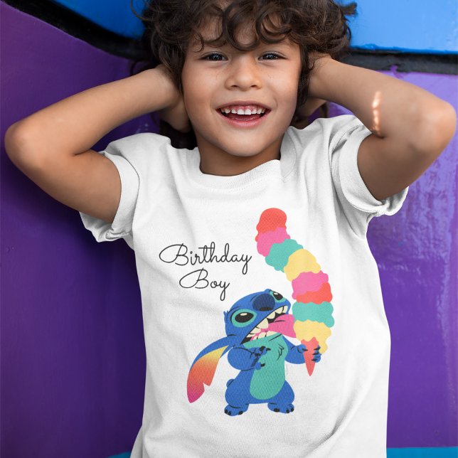 Lilo and Stitch Ice Cream Birthday T-Shirt (Kid wearing shirt)