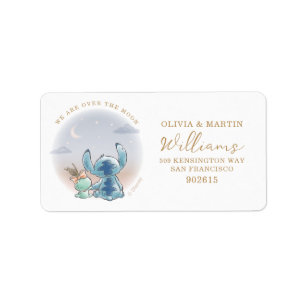 Lilo and Stitch   Over the Moon - Baby Shower Label