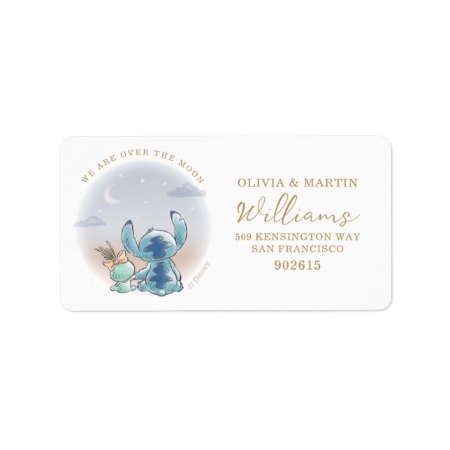 Lilo and Stitch | Over the Moon - Baby Shower Label (Front)
