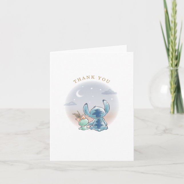 Lilo and Stitch | Over the Moon - Baby Shower Thank You Card (Front)